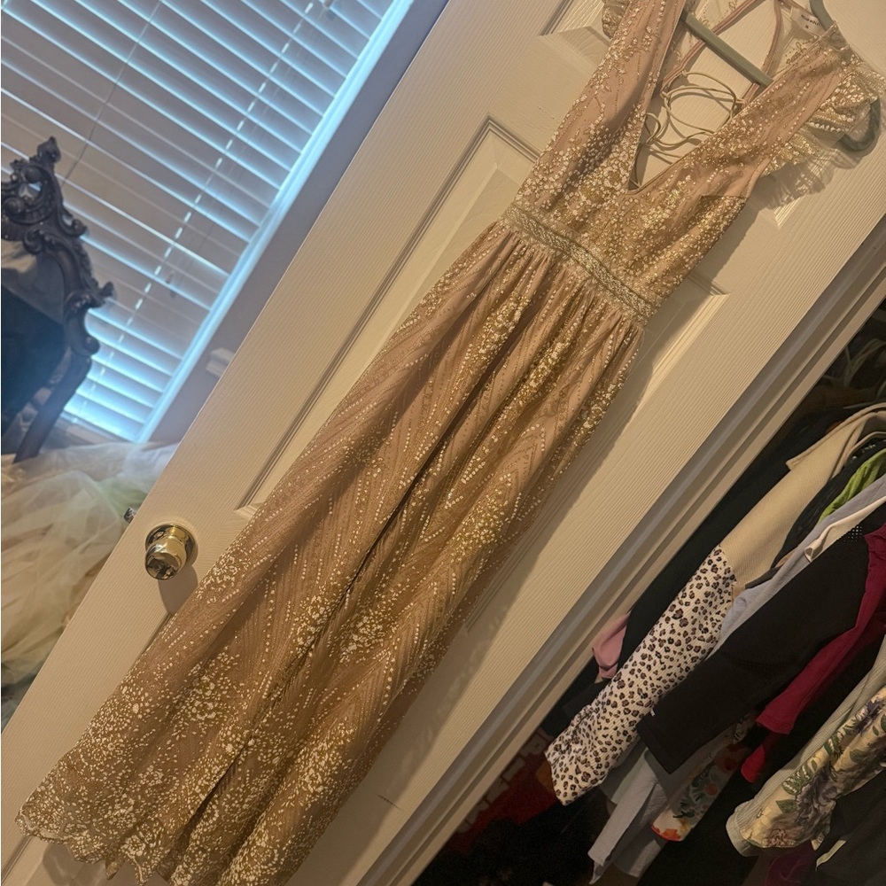 Hello Molly Beige Sequin Maxi Dress - Picture 6 of 10
